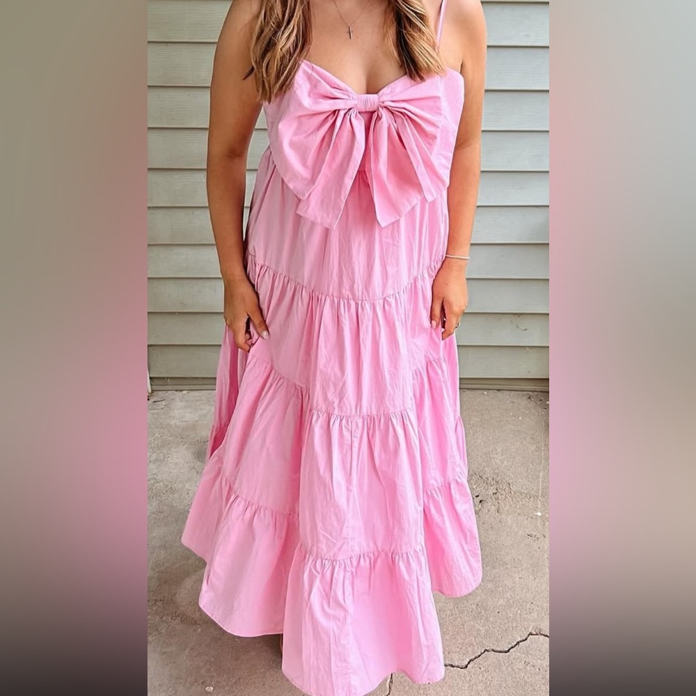 Mable Big Bow Maxi Dress (Pink)